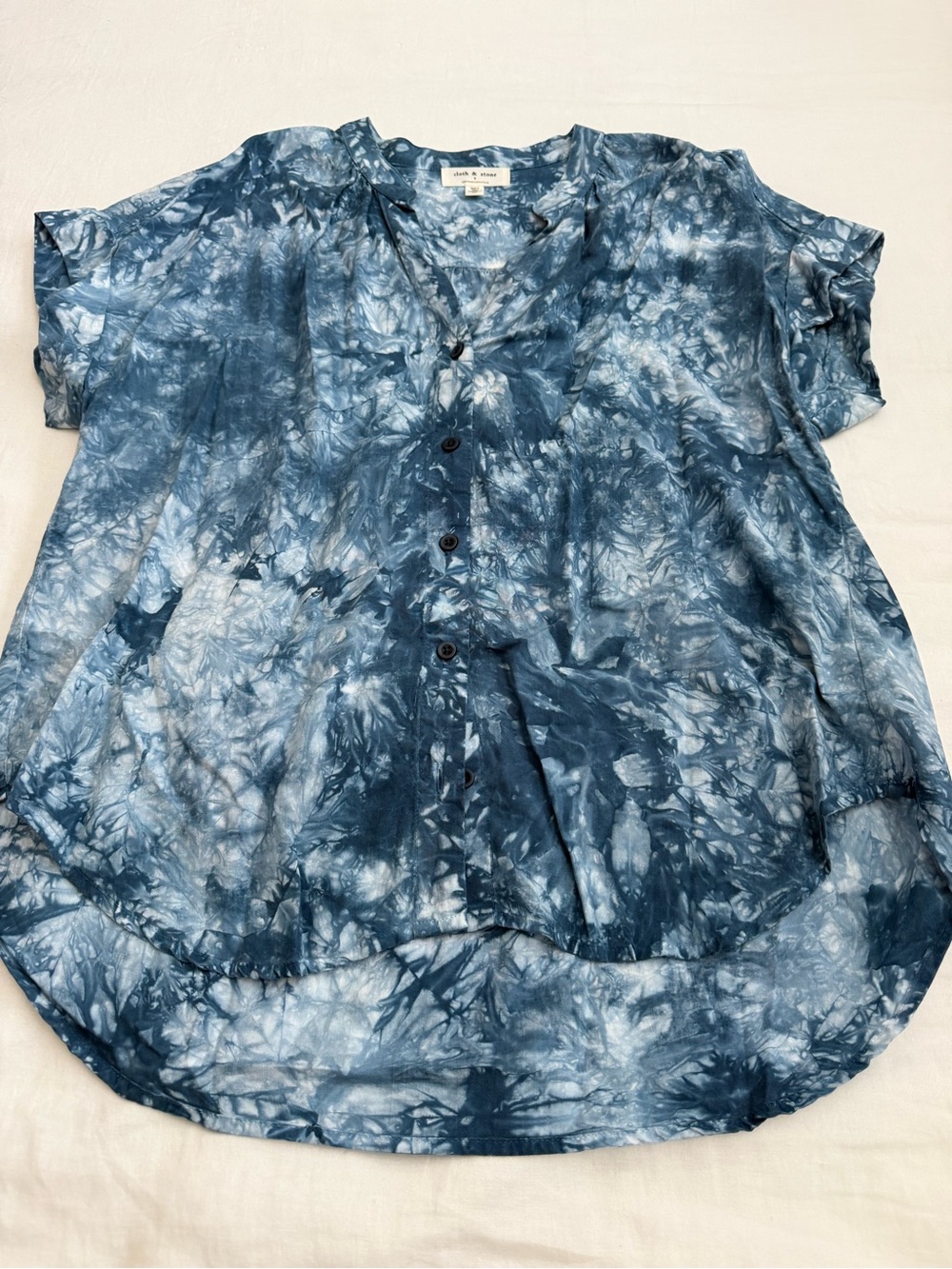 cloth & stone Indigo Tie-Dye Button Front Shirt